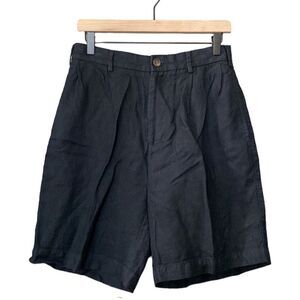 Nautica Rigger Black Shorts Classic Fit Pleated Front High Waist Linen